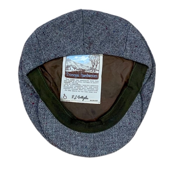 Vintage Donegal of Ireland blue gray wool flat cap from Harrods in London. Sz 7 - Picture 2 of 3